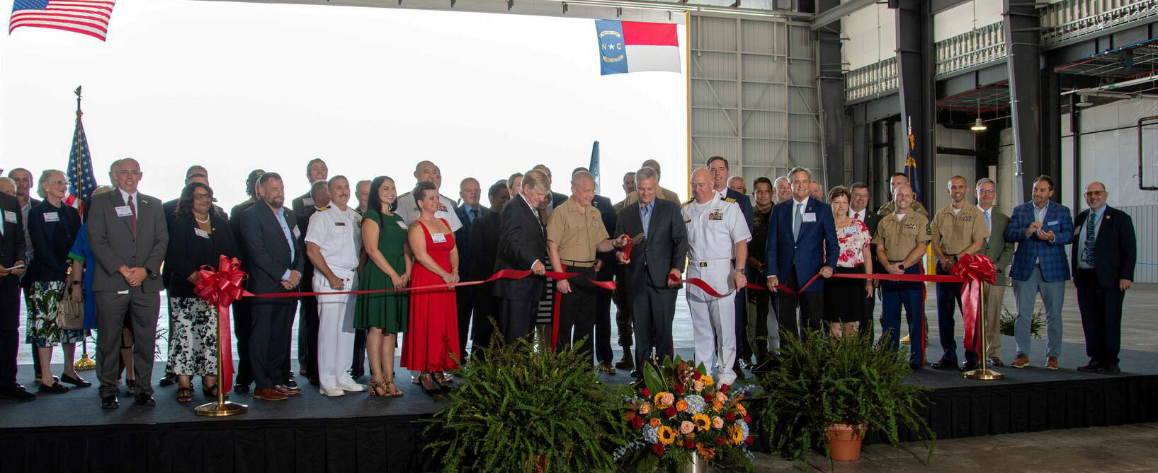 Officials cut ribbon on a state-of-the-art repair complex at the North Carolina Global TransPark Sept. 17. (Photo by Samantha Morse, Fleet Readiness Center East)