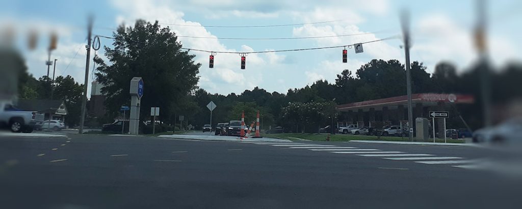 Intersection of U.S. 17 Business and Hotel Drive in New Bern, NC.