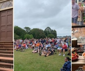 Reading of Declaration of Independence, crowd at Tryon Palace, encampment