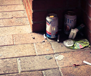 Trash in alley in downtown New Bern