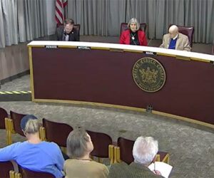 Screenshot of video taken during Craven County Board of Commissioners meeting on Feb. 6, 2023