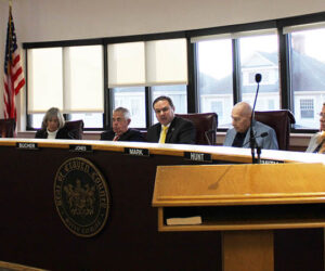 Photo of Craven County Commissioners Chadwick Howard, Ettienne “ET” Mitchell, Dennis “Denny” Bucher, Jason Jones, Thomas Mark, Shevel “Sherry” Hunt and Beatrice Smith during meeting on Nov. 18, 2024.