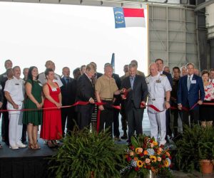 Officials cut ribbon on a state-of-the-art repair complex at the North Carolina Global TransPark Sept. 17. (Photo by Samantha Morse, Fleet Readiness Center East)