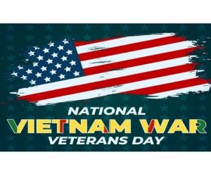 National Vietnam War Veterans Day banner with flag