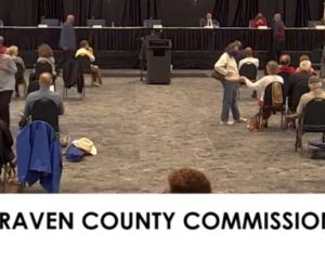 Screen shot of the Craven County Board of Commissioners meeting