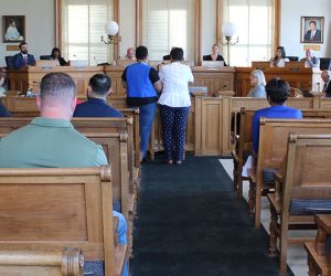 Sudie and Kamica Way petition the Board of Aldermen to rename street in New Bern, NC. (Photo by Wendy Card)