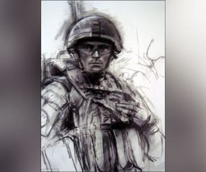 Charcoal drawing of a soldier