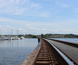 Train on Trent River Railroad Bridge in New Bern, NC