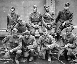 Black men in 92nd Infantry Division group photo