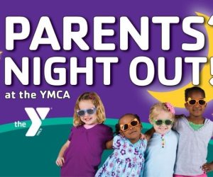 YMCA’s Parents’ Night Out poster of 4 kids in sunglasses